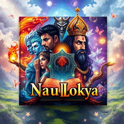 An enchanting front and back book cover design for an A4-sized fantasy novel titled 'NauLokya'