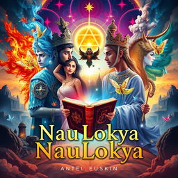 An enchanting front and back book cover design for an A4-sized fantasy novel titled 'NauLokya'