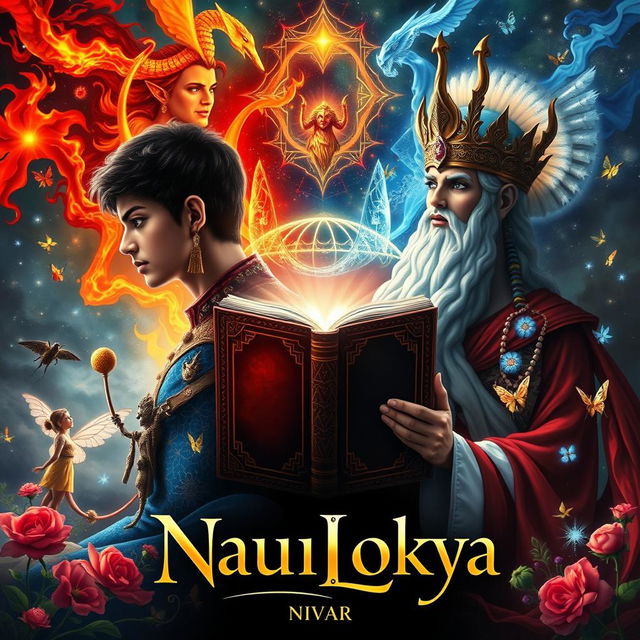 A captivating front and back book cover design for an A4-sized fantasy novel titled 'NauLokya'