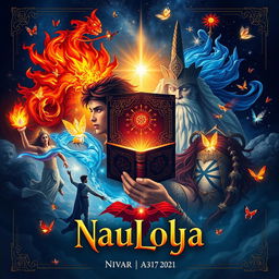 A captivating front and back book cover design for an A4-sized fantasy novel titled 'NauLokya'