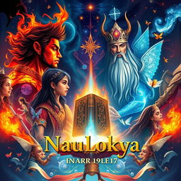A captivating front and back book cover design for an A4-sized fantasy novel titled 'NauLokya'