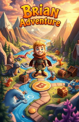 A captivating scene from an imaginative and whimsical board game titled 'Brian Adventure'