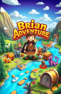 A captivating scene from an imaginative and whimsical board game titled 'Brian Adventure'