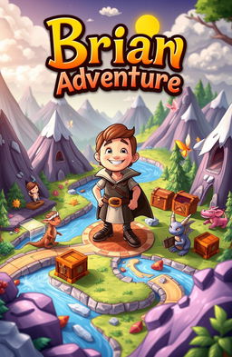 A captivating scene from an imaginative and whimsical board game titled 'Brian Adventure'