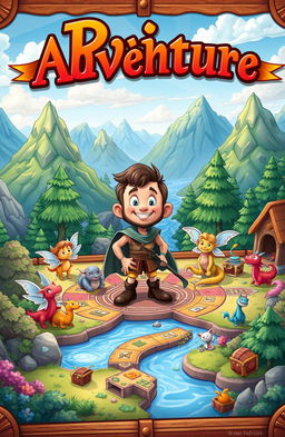 A captivating scene from an imaginative and whimsical board game titled 'Brian Adventure'