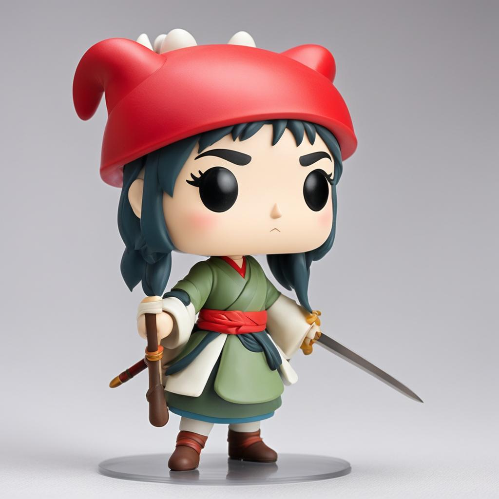 Studio Ghibli-themed Funko Pop vinyl figure of Lady Eboshi from 'Princess Mononoke' against a white background.