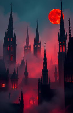 An ethereal city of wraiths shrouded in mystic mist, illuminated by ghostly lights emanating from ancient, towering spires
