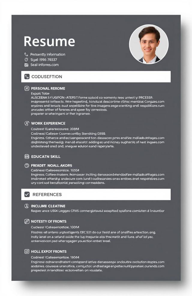 A professional resume layout with modern design elements such as clean lines, a professional color scheme, and a balanced structure