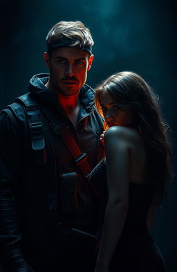 A captivating dark romance scene featuring a brooding mercenary seeking revenge against his father and brothers for his mother's death