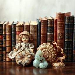 A beautiful horizontal image featuring an array of collectible books, showcasing their intricate covers and spines, arranged neatly