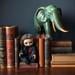 A horizontal, long and narrow image featuring an eclectic collection of items