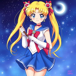 A beautifully detailed illustration of Sailor Moon, featuring her iconic character design