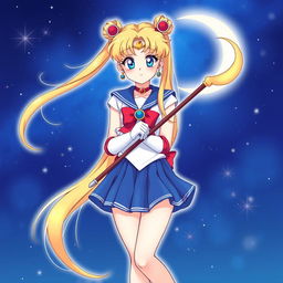 A beautifully detailed illustration of Sailor Moon, featuring her iconic character design