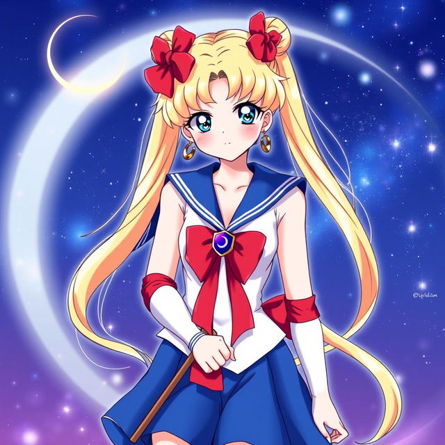 A beautifully detailed illustration of Sailor Moon, featuring her iconic character design