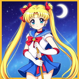 A beautifully detailed illustration of Sailor Moon, featuring her iconic character design