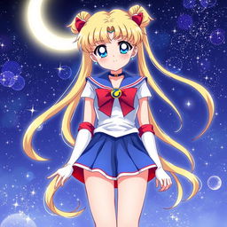 A stunningly detailed illustration of Sailor Moon, capturing her iconic look and essence