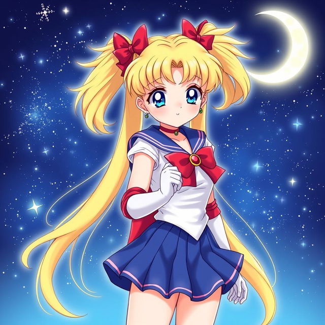 A stunningly detailed illustration of Sailor Moon, capturing her iconic look and essence