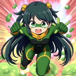 A detailed illustration of Tsuyu Asui, a beloved character from the anime 'My Hero Academia'