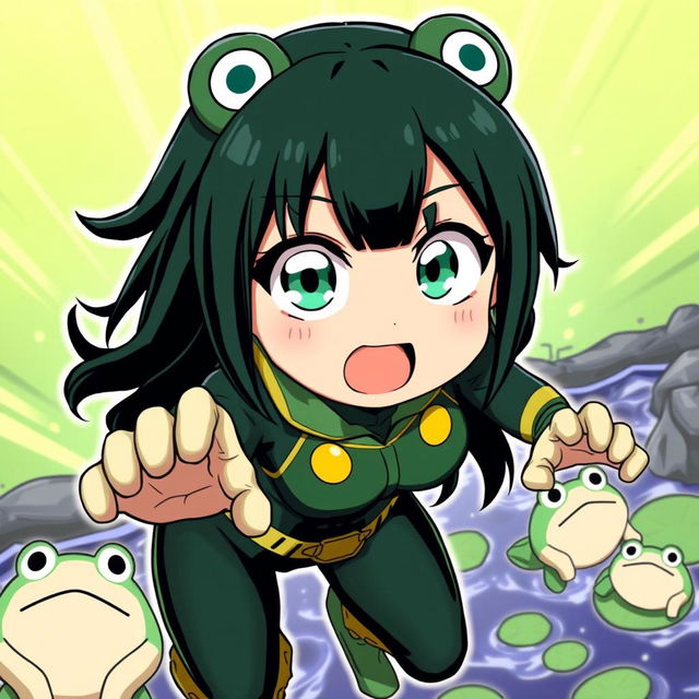 A detailed illustration of Tsuyu Asui, a beloved character from the anime 'My Hero Academia'