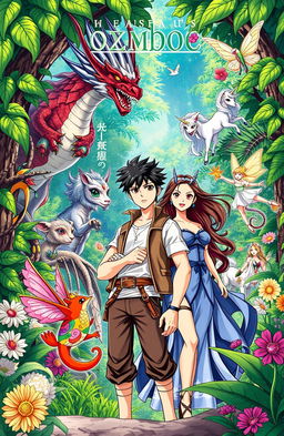 A vibrant and eye-catching fantasy book cover featuring a group of diverse characters in a lush jungle setting