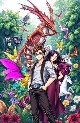 A vibrant and eye-catching fantasy book cover featuring a group of diverse characters in a lush jungle setting