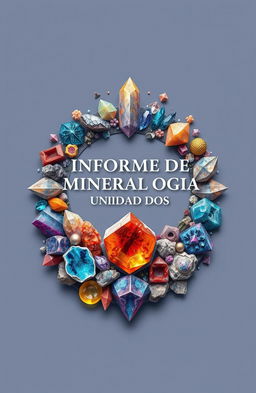 A striking cover design for a report titled 'INFORME DE MINERALOGIA UNIDAD DOS'