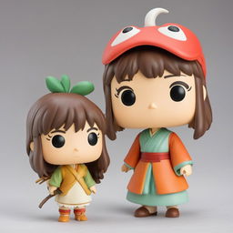 A Studio Ghibli-themed Funko Pop vinyl figure of Chihiro from 'Spirited Away', standing against a white background.