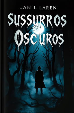 A dark and eerie book cover titled 'Sussurros Oscuros'