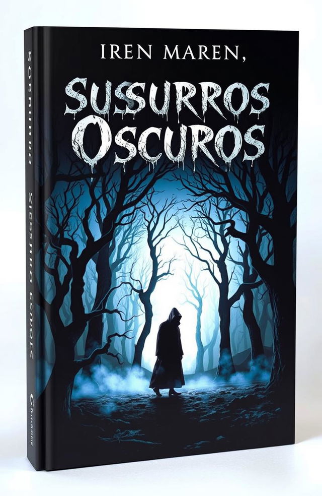 A dark and eerie book cover titled 'Sussurros Oscuros'