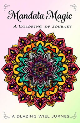 A beautifully intricate mandala coloring book cover featuring various geometric patterns and floral designs