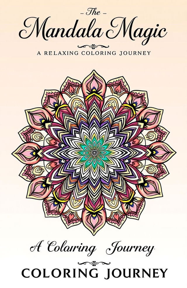 A beautifully intricate mandala coloring book cover featuring various geometric patterns and floral designs