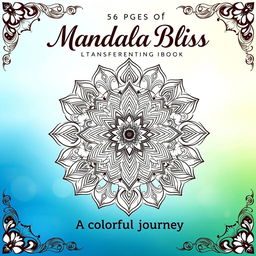 A captivating cover design for a 56-page mandala coloring book