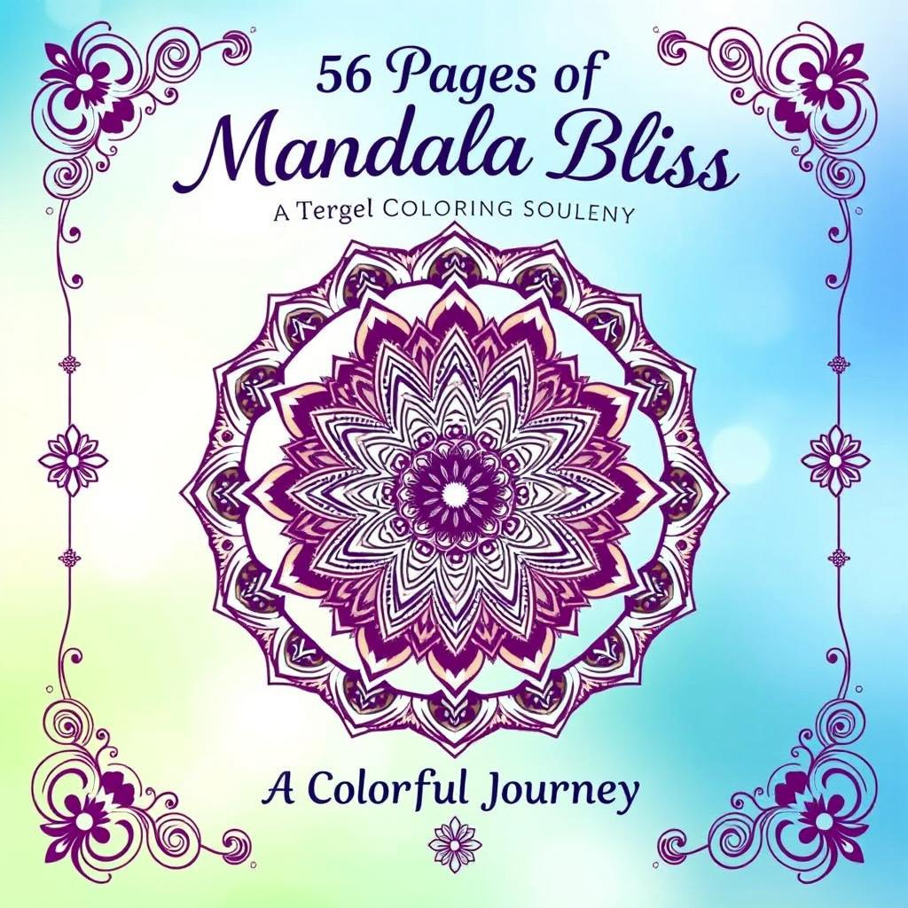 A captivating cover design for a 56-page mandala coloring book