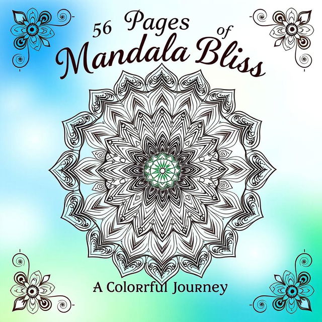 A captivating cover design for a 56-page mandala coloring book