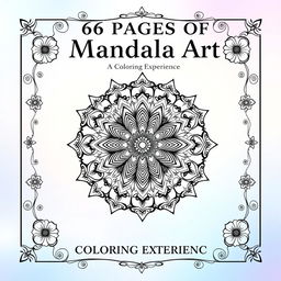 A striking cover design for a 56-page mandala coloring book, specifically sized at 1600 pixels in width and 2560 pixels in height