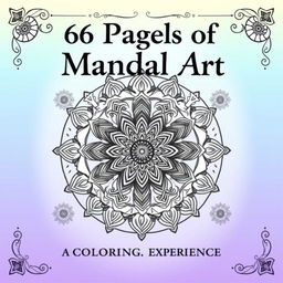 A striking cover design for a 56-page mandala coloring book, specifically sized at 1600 pixels in width and 2560 pixels in height