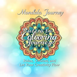 A captivating front cover design for a 56-page mandala coloring book, sized at 1600 pixels in width and 2560 pixels in height
