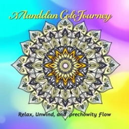 A visually stunning front cover for a 56-page mandala coloring book, showcasing intricate mandala patterns that evoke a sense of calm and invitation