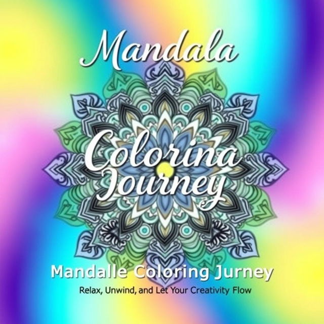 A visually stunning front cover for a 56-page mandala coloring book, showcasing intricate mandala patterns that evoke a sense of calm and invitation