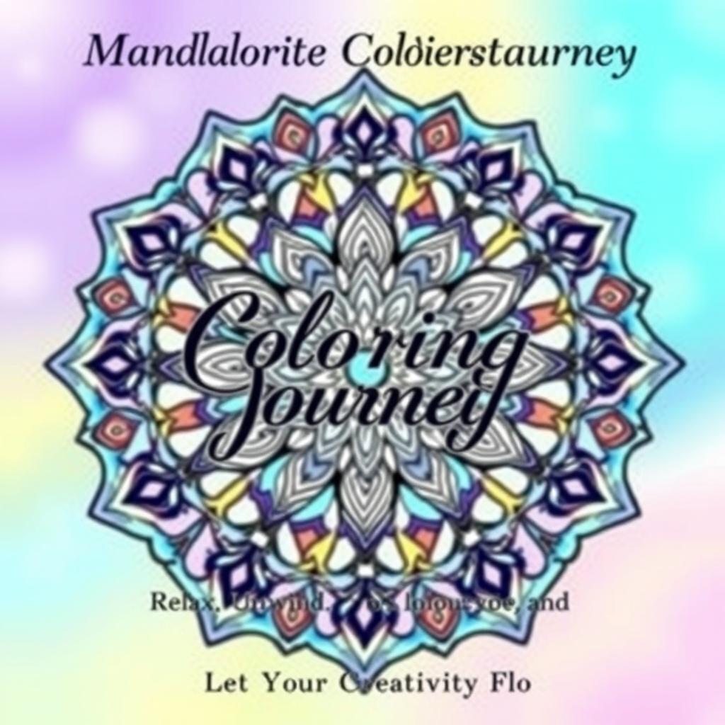 A visually stunning front cover for a 56-page mandala coloring book, showcasing intricate mandala patterns that evoke a sense of calm and invitation