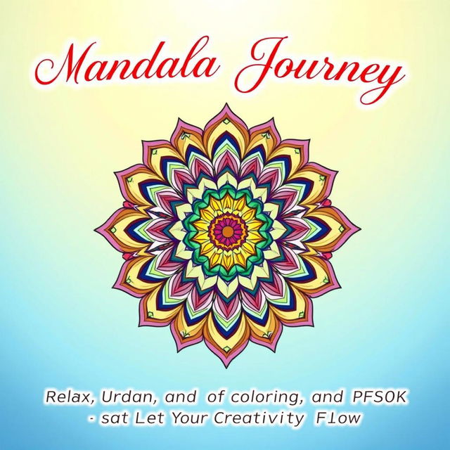 A cover design for a 56-page mandala coloring book featuring intricate and inviting mandala patterns, radiating a calming energy