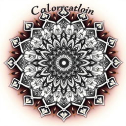 A striking front cover for a mandala coloring book, featuring a large, intricate mandala design at the center that captures attention with its elaborate details