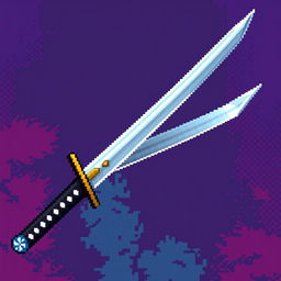 A detailed pixel art representation of a Japanese tanto sword, capturing the elegance of its traditional design