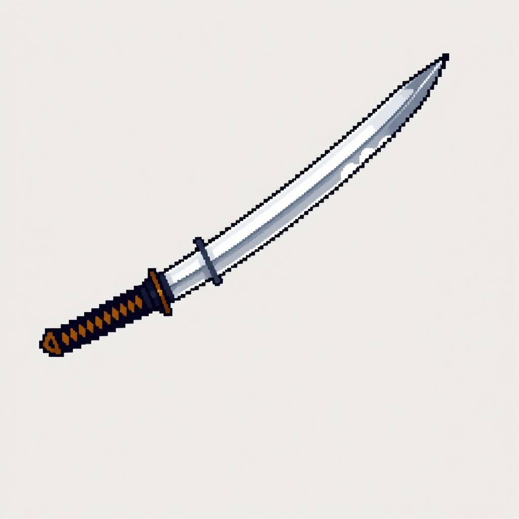 A compact 16x16 pixel art representation of a Japanese tanto sword