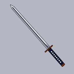 A compact 16x16 pixel art representation of a Japanese tanto sword