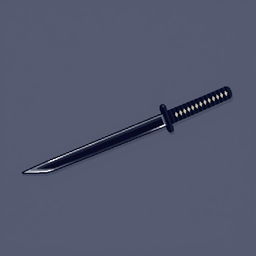 A compact 16x16 pixel art depiction of a Japanese black katana