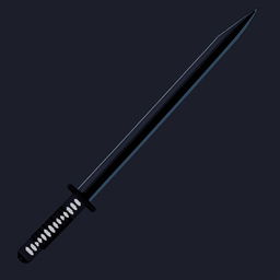 A finely crafted 16x16 pixel art depiction of a Japanese black katana