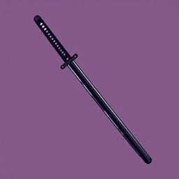 A finely crafted 16x16 pixel art depiction of a Japanese black katana