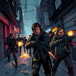 An intense action movie scene from a film titled 'Weapon Jack', focusing on a high-stakes chase and mission setup