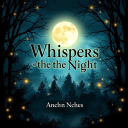 A captivating and visually striking book cover design for a fictional book titled 'Whispers of the Night'